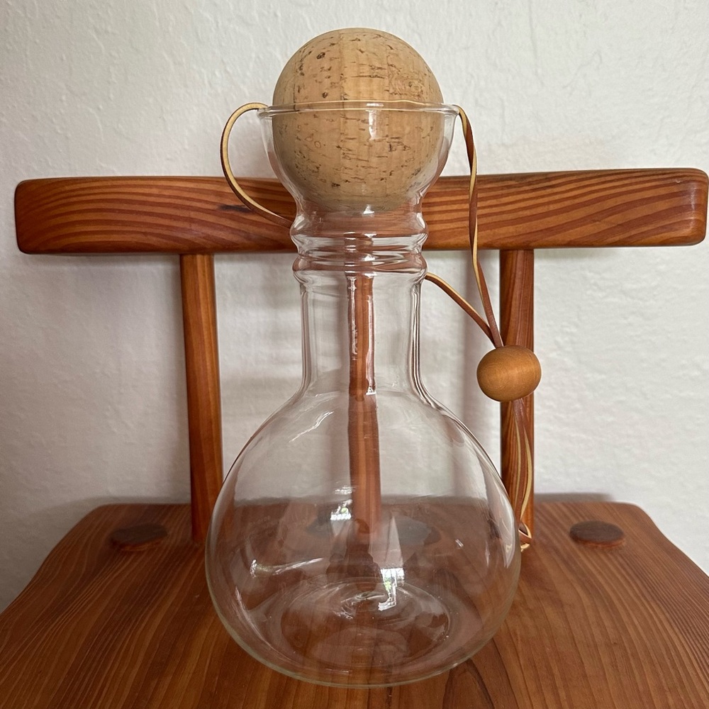 Vintage Pyrex Glass Wine Decanter With Cork Stopper Retro Antique
